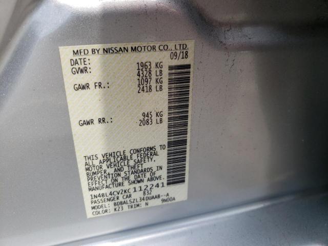 Photo 10 from auction – 2019 NISSAN ALTIMA SR with VIN 1N4BL4CV2KC112241