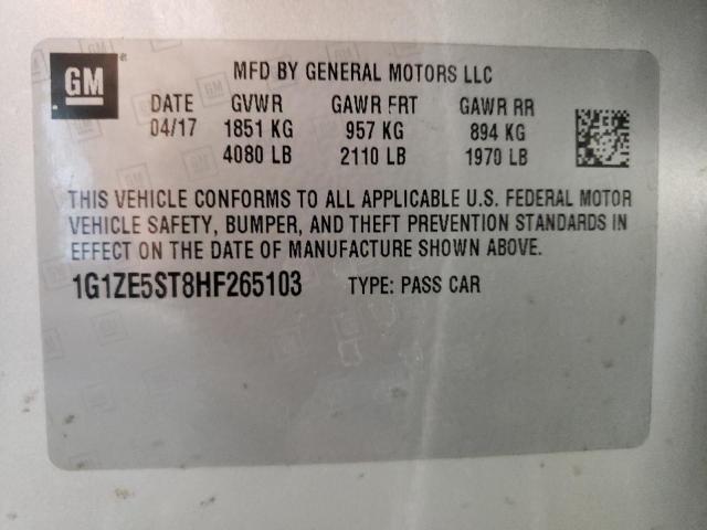 Photo 10 from auction – 2017 CHEVROLET MALIBU LT with VIN 1G1ZE5ST8HF265103