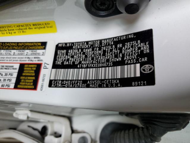Photo 10 from auction – 2014 TOYOTA CAMRY L with VIN 4T1BF1FKXEU846735