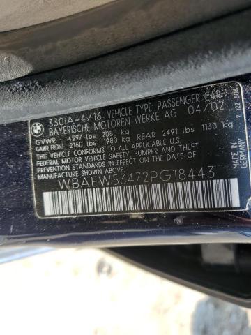 Photo 10 from auction – 2002 BMW 330 XI with VIN WBAEW53472PG18443