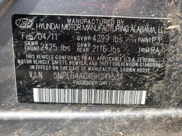 Photo 10 from auction – 2011 HYUNDAI SONATA GLS with VIN 5NPEB4AC4BH241534
