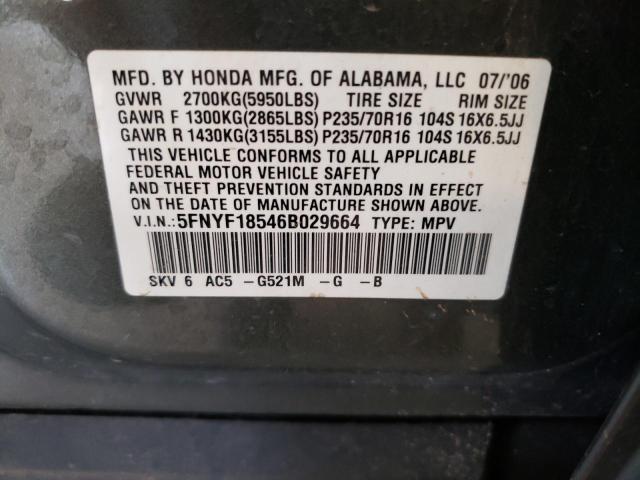 Photo 10 from auction – 2006 HONDA PILOT EX with VIN 5FNYF18546B029664