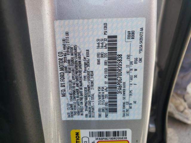 Photo 10 from auction – 2013 FORD FUSION S with VIN 3FA6P0G70DR205838