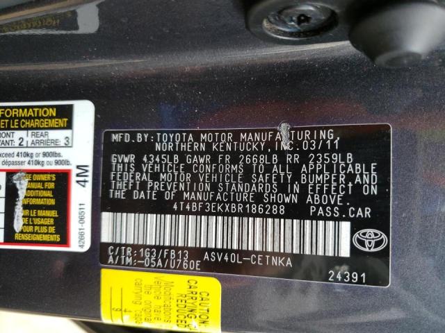 Photo 10 from auction – 2011 TOYOTA CAMRY BASE with VIN 4T4BF3EKXBR186288