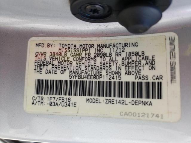 Photo 10 from auction – 2013 TOYOTA COROLLA BA with VIN 5YFBU4EE0DP112415