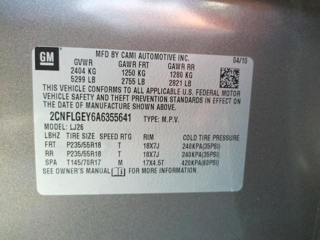 Photo 10 from auction – 2010 CHEVROLET EQUINOX LT with VIN 2CNFLGEY6A6355641