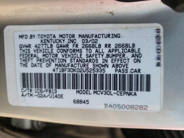 Photo 10 from auction – 2002 TOYOTA CAMRY LE with VIN 4T1BF30K02U525335