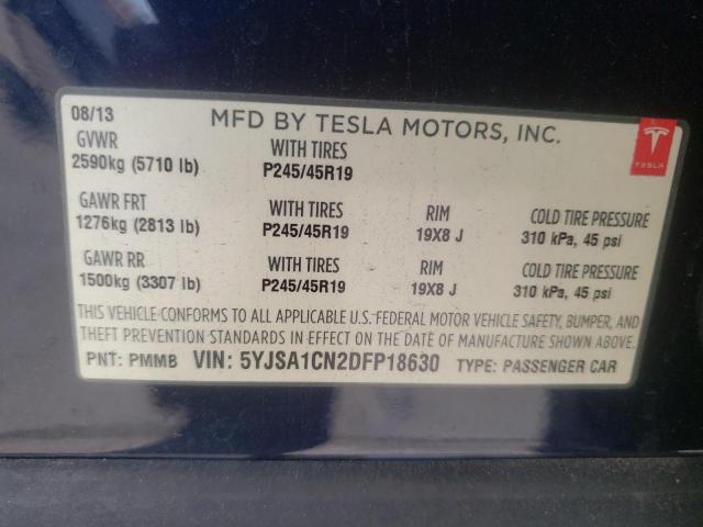 Photo 10 from auction – 2013 TESLA MODEL S with VIN 5YJSA1CN2DFP18630