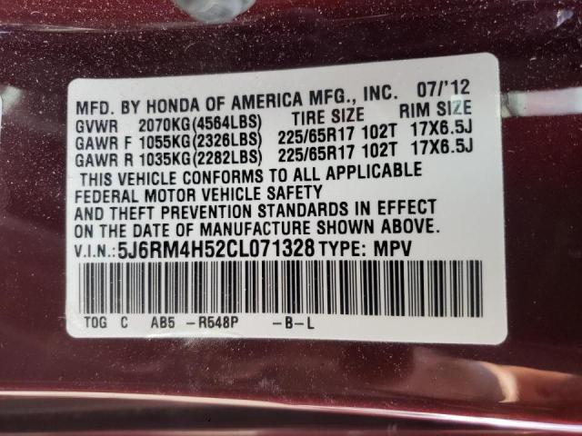Photo 10 from auction – 2012 HONDA CR-V EX with VIN 5J6RM4H52CL071328