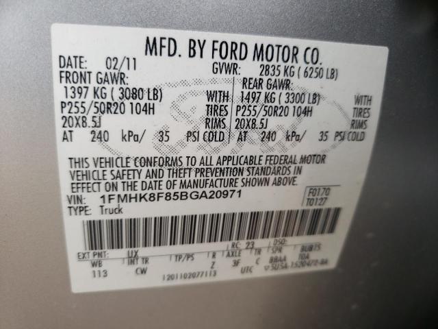 Photo 10 from auction – 2011 FORD EXPLORER L with VIN 1FMHK8F85BGA20971
