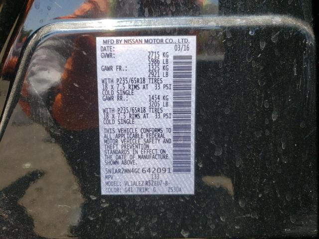 Photo 10 from auction – 2016 NISSAN PATHFINDER with VIN 5N1AR2MN4GC642091