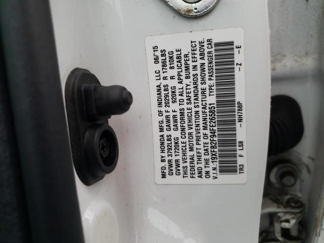 Photo 10 from auction – 2015 HONDA CIVIC EXL with VIN 19XFB2F94FE265851