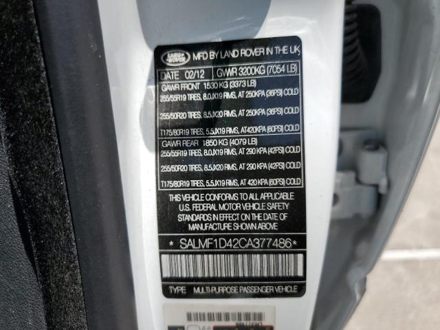 Photo 10 from auction – 2012 LAND ROVER 330 with VIN SALMF1D42CA377486