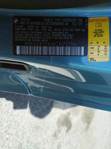 Photo 10 from auction – 2006 BMW 650 I with VIN WBAEK13416CN75796