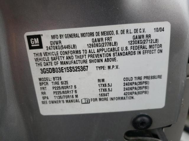 Photo 10 from auction – 2005 BUICK RENDEZVOUS with VIN 3G5DB03E15S525367
