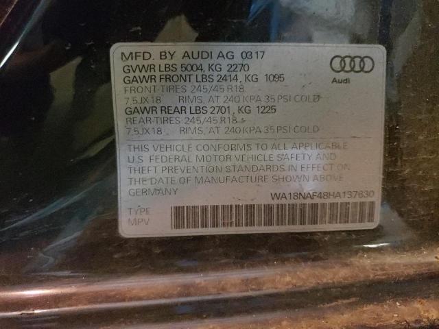 Photo 10 from auction – 2017 AUDI A4 ALLROAD with VIN WA18NAF48HA137630