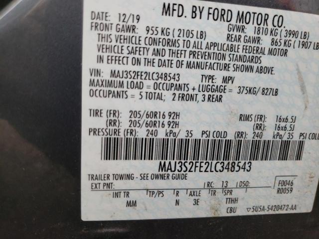 Photo 10 from auction – 2020 FORD ECOSPORT S with VIN MAJ3S2FE2LC348543