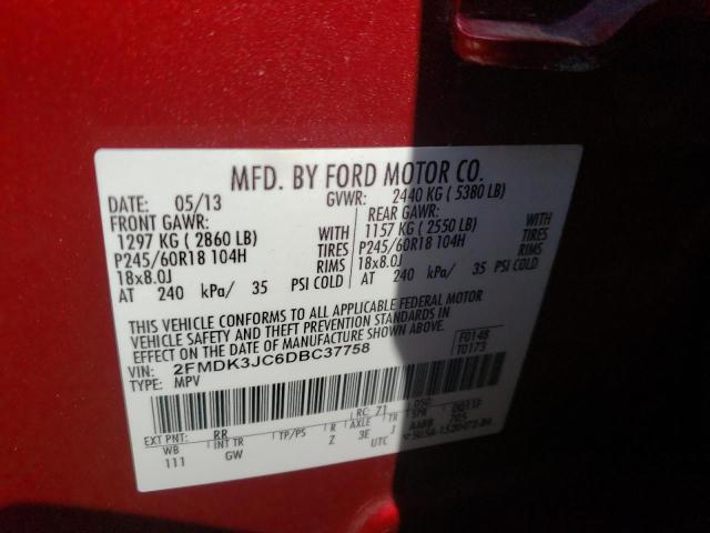Photo 10 from auction – 2013 FORD EDGE SEL with VIN 2FMDK3JC6DBC37758