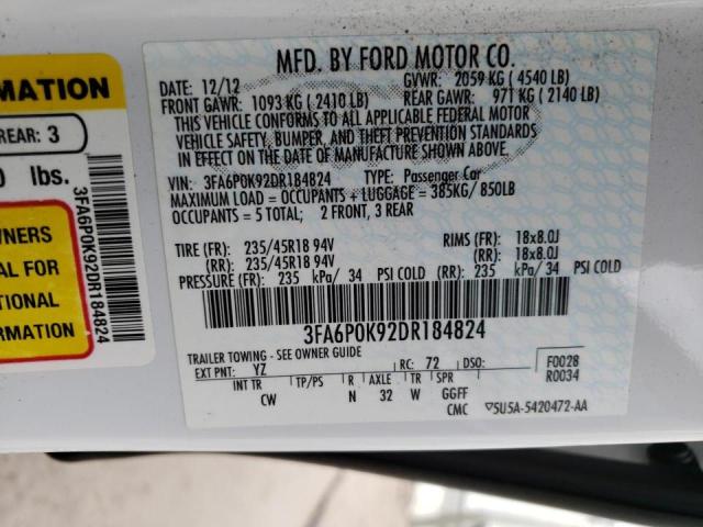 Photo 10 from auction – 2013 FORD FUSION TIT with VIN 3FA6P0K92DR184824