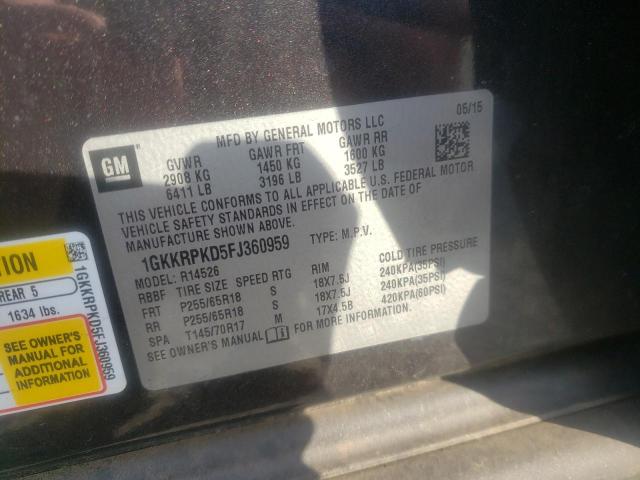Photo 10 from auction – 2015 GMC ACADIA SLE with VIN 1GKKRPKD5FJ360959