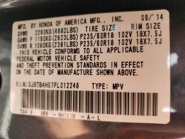 Photo 10 from auction – 2015 ACURA RDX TECHNO with VIN 5J8TB4H57FL012248