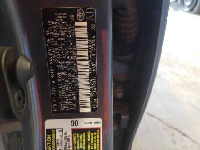 Photo 10 from auction – 2015 TOYOTA COROLLA L with VIN 2T1BURHE1FC340838