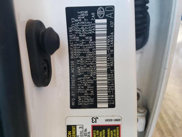 Photo 10 from auction – 2013 TOYOTA COROLLA BA with VIN 2T1BU4EE2DC059135