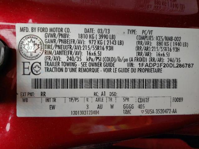 Photo 10 from auction – 2013 FORD FOCUS SE with VIN 1FADP3F20DL286787