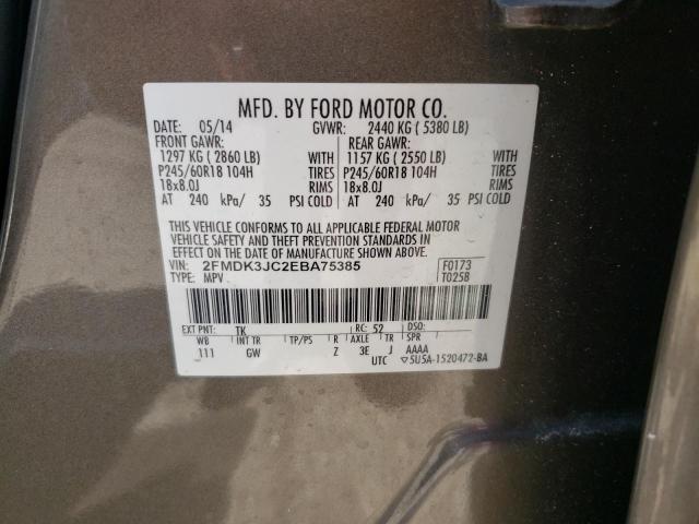 Photo 10 from auction – 2014 FORD EDGE SEL with VIN 2FMDK3JC2EBA75385