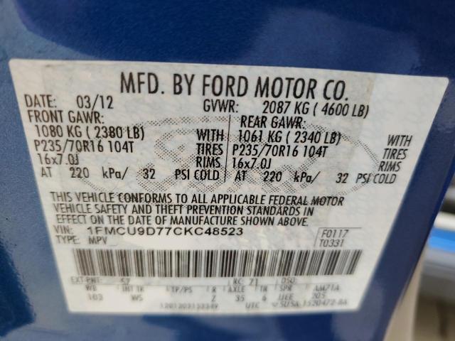 Photo 10 from auction – 2012 FORD ESCAPE XLT with VIN 1FMCU9D77CKC48523