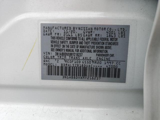 Photo 10 from auction – 2021 NISSAN SENTRA SR with VIN 3N1AB8DVXMY218237
