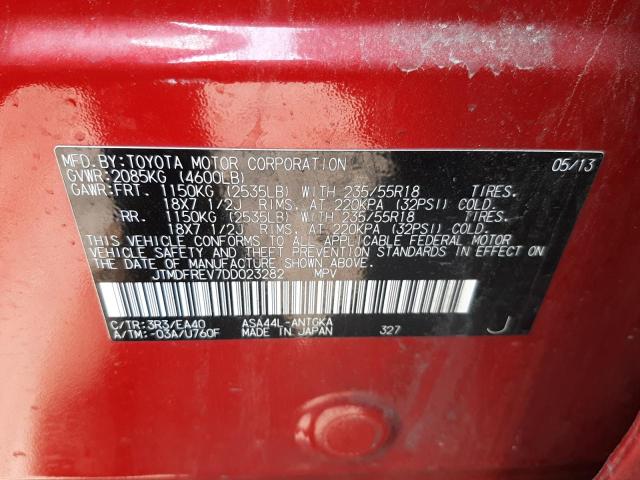 Photo 10 from auction – 2013 TOYOTA RAV4 LIMIT with VIN JTMDFREV7DD023282