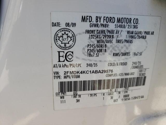 Photo 10 from auction – 2010 FORD EDGE LIMIT with VIN 2FMDK4KC1ABA29576