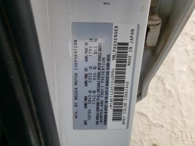 Photo 10 from auction – 2005 MAZDA 3 HATCHBAC with VIN JM1BK143X51240994
