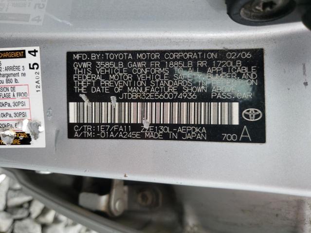 Photo 10 from auction – 2006 TOYOTA COROLLA CE with VIN JTDBR32E560074936