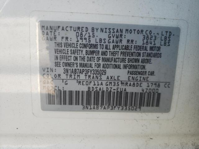 Photo 10 from auction – 2015 NISSAN SENTRA S with VIN 3N1AB7AP3FY335029
