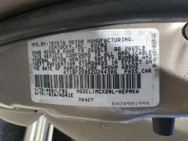 Photo 10 from auction – 2002 TOYOTA AVALON XL with VIN 4T1BF28B52U244386