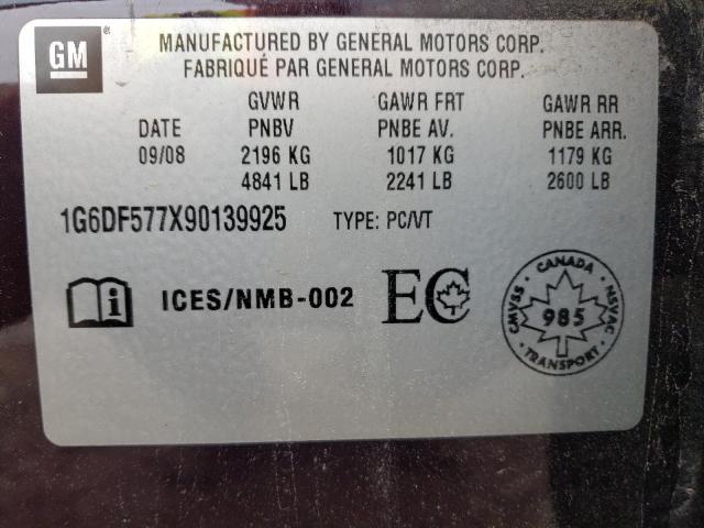 Photo 10 from auction – 2009 CADILLAC CTS with VIN 1G6DF577X90139925