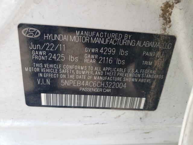 Photo 10 from auction – 2012 HYUNDAI SONATA GLS with VIN 5NPEB4AC6CH322004