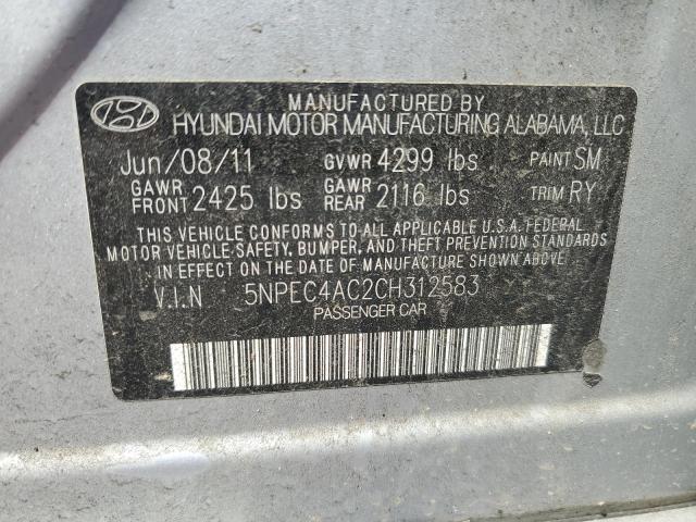 Photo 10 from auction – 2012 HYUNDAI SONATA SE with VIN 5NPEC4AC2CH312583