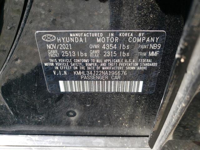 Photo 10 from auction – 2022 HYUNDAI SONATA LIM with VIN KMHL34J22NA196676