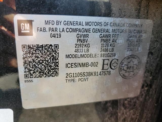 Photo 10 from auction – 2019 CHEVROLET IMPALA PRE with VIN 2G1105S38K9147578