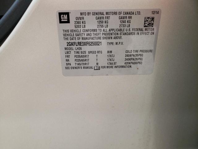 Photo 10 from auction – 2015 GMC TERRAIN SL with VIN 2GKFLRE3XF6250021