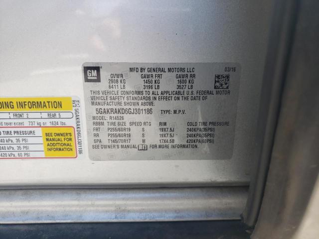 Photo 10 from auction – 2016 BUICK ENCLAVE with VIN 5GAKRAKD6GJ301186