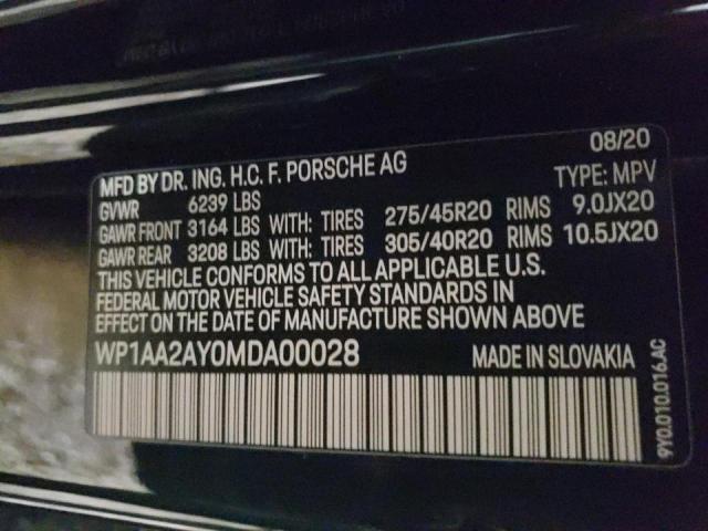 Photo 10 from auction – 2021 PORSCHE CAYENNE with VIN WP1AA2AY0MDA00028