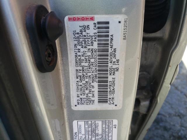 Photo 10 from auction – 2002 TOYOTA CAMRY LE with VIN JTDBE32K920053180
