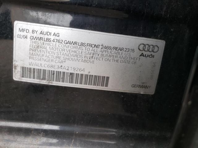 Photo 10 from auction – 2004 AUDI A4 with VIN WAULC68E34A219264