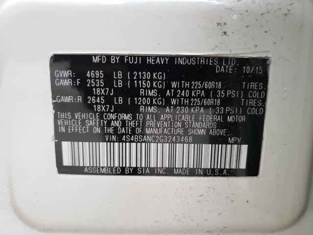 Photo 10 from auction – 2016 SUBARU ASCENT LIM with VIN 4S4BSANC2G3243468