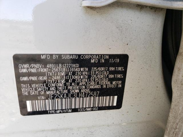 Photo 10 from auction – 2020 SUBARU FORESTER P with VIN JF2SKAJC3LH472587