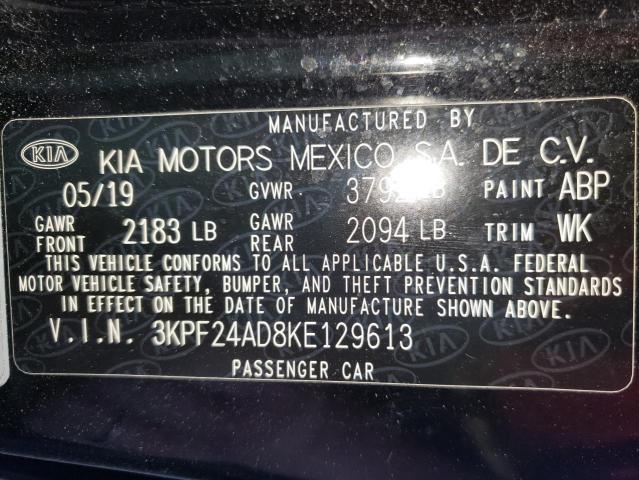 Photo 10 from auction – 2019 KIA FORTE FE with VIN 3KPF24AD8KE129613